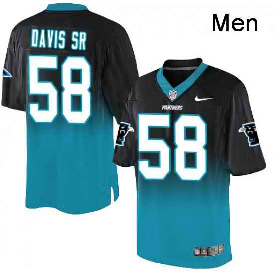 Mens Nike Carolina Panthers 58 Thomas Davis Elite BlackBlue Fadeaway NFL Jersey